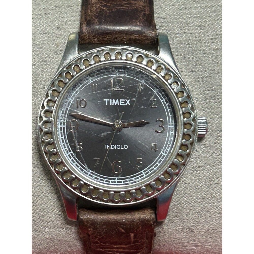 Timex Indiglo Women's Brown Buckle Band Analog Watch New Battery Working